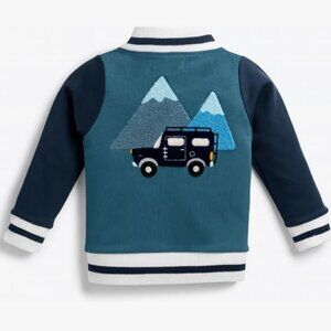 NWT Monica + Andy Toddler Boys 3T Bomber Jacket Teal Mountain Jeep Patch